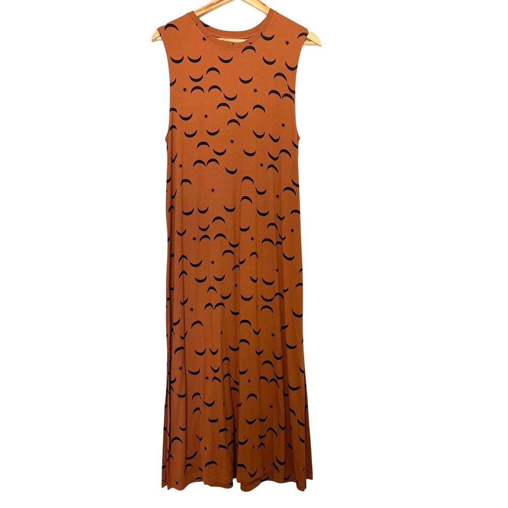 Ava Sky Hawaii Crescent Moon Print Sleeveless Midi Tank Dress Size L